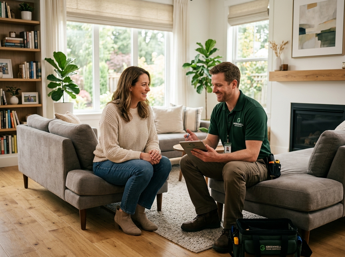 Technician helping homeowner